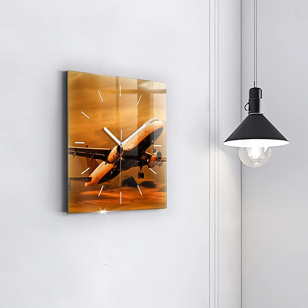 Wanduhr modern quadratisch Reise mit dem Flugzeug