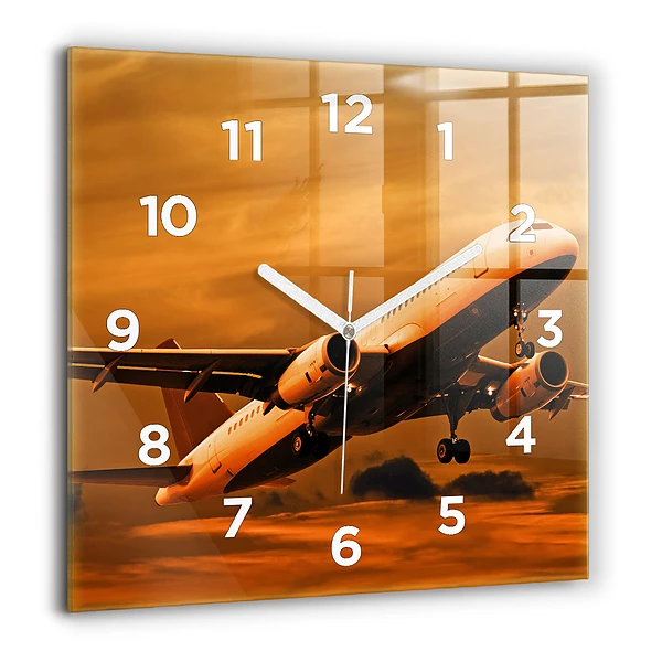 Wanduhr modern quadratisch Reise mit dem Flugzeug
