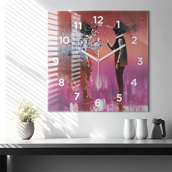 Wanduhr quadratisch mit motiv Cyberspace