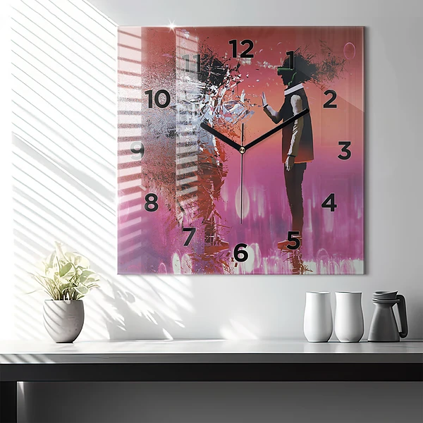 Wanduhr quadratisch mit motiv Cyberspace