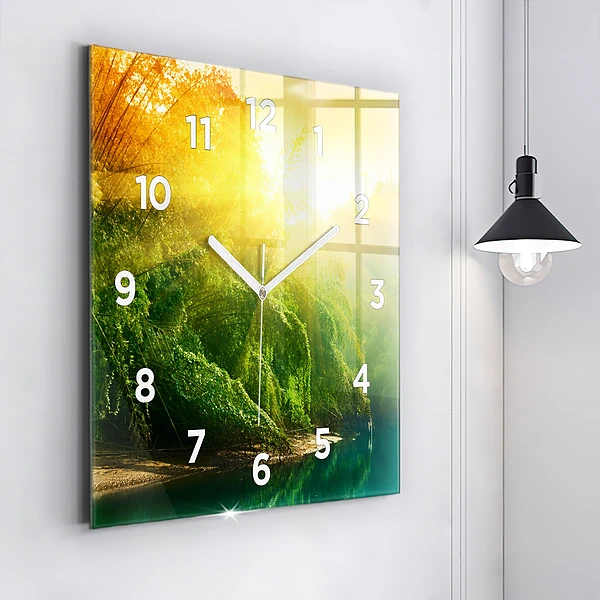 Wanduhr modern quadratisch Friedliche Natur