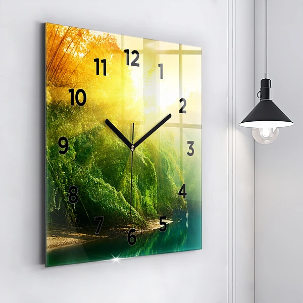 Wanduhr modern quadratisch Friedliche Natur