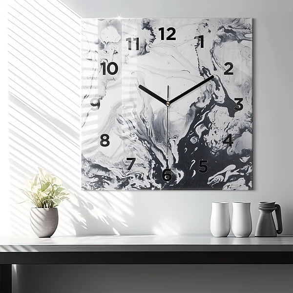 Wanduhr quadratisch mit motiv Abstrakte Tintenmurmel