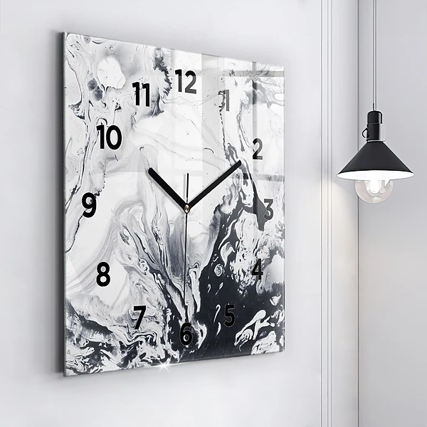 Wanduhr quadratisch mit motiv Abstrakte Tintenmurmel
