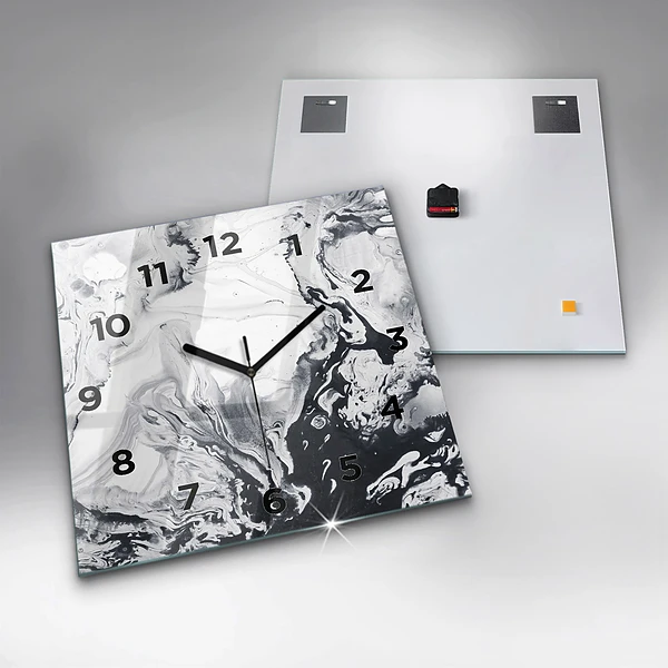 Wanduhr quadratisch mit motiv Abstrakte Tintenmurmel