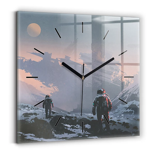 Wanduhr modern quadratisch Astronauten Milchstraße