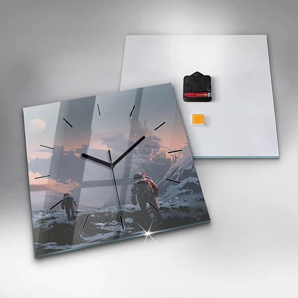 Wanduhr modern quadratisch Astronauten Milchstraße