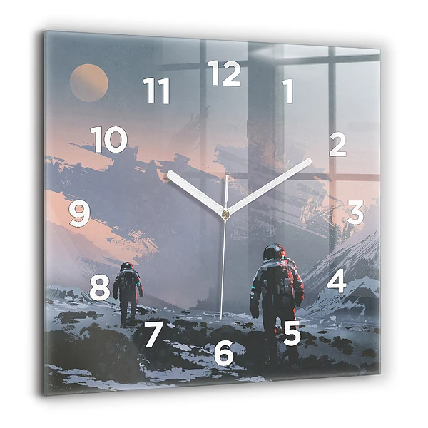 Wanduhr modern quadratisch Astronauten Milchstraße