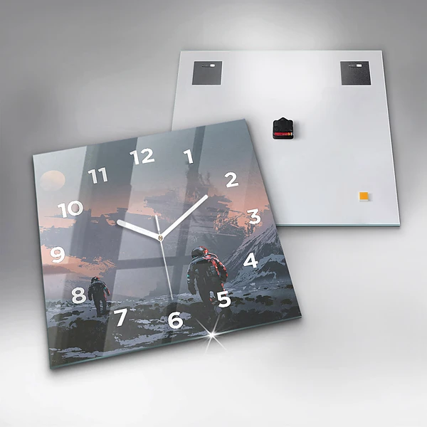 Wanduhr modern quadratisch Astronauten Milchstraße
