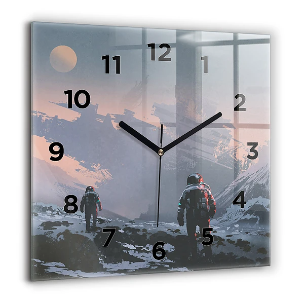 Wanduhr modern quadratisch Astronauten Milchstraße