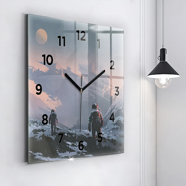 Wanduhr modern quadratisch Astronauten Milchstraße