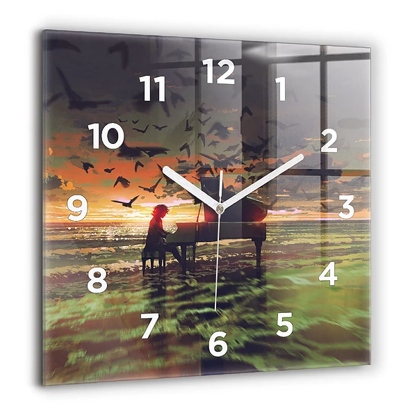 Wanduhr modern quadratisch Konzert am Strand