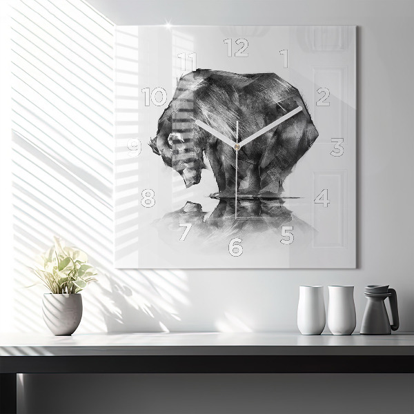 Wanduhr quadratisch mit motiv Zeichnung Bär
