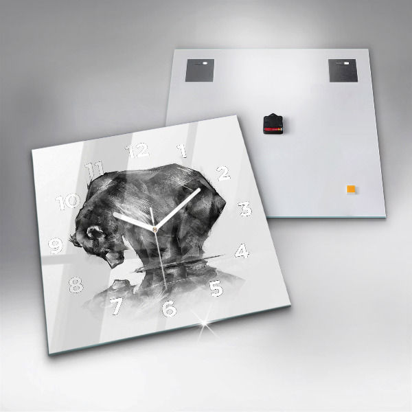 Wanduhr quadratisch mit motiv Zeichnung Bär
