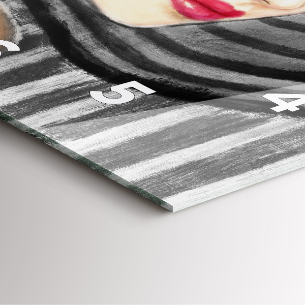 Wanduhr quadratisch mit motiv Frau in Schwarz und Weiß