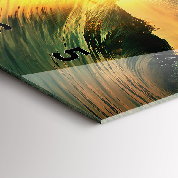 Wanduhr quadratisch Wellenperspektive Sonnenuntergang