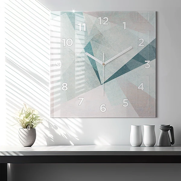 Wanduhr quadratisch Dreiecke Abstrakte Textur