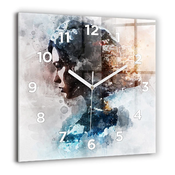 Wanduhr modern quadratisch Die Vergangenheit im Hinterkopf