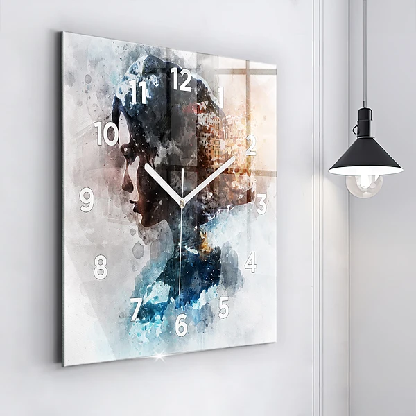Wanduhr modern quadratisch Die Vergangenheit im Hinterkopf