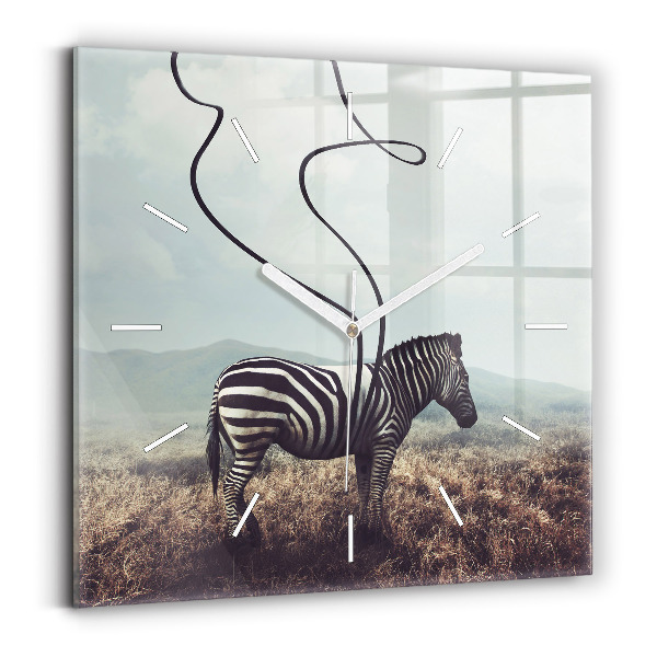 Wanduhr modern quadratisch Zebra - Abstraktion