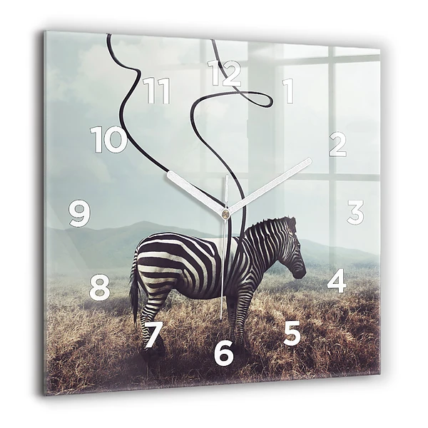 Wanduhr modern quadratisch Zebra - Abstraktion