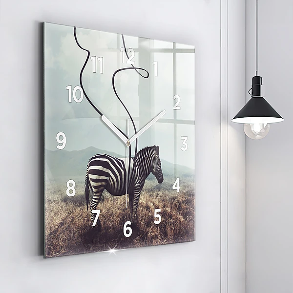 Wanduhr modern quadratisch Zebra - Abstraktion