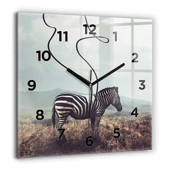 Wanduhr modern quadratisch Zebra - Abstraktion