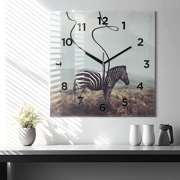 Wanduhr modern quadratisch Zebra - Abstraktion