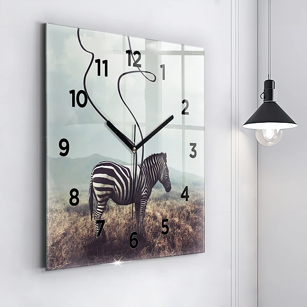 Wanduhr modern quadratisch Zebra - Abstraktion