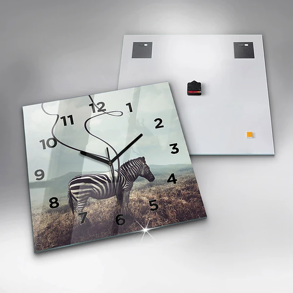 Wanduhr modern quadratisch Zebra - Abstraktion