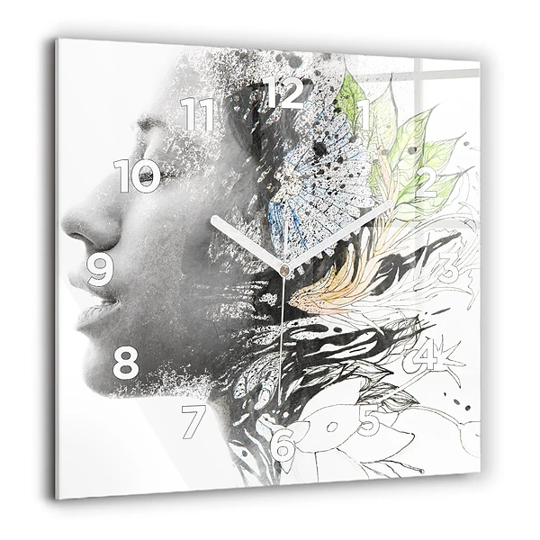 Wanduhr quadratisch mit motiv Abstraktes Frauengesicht