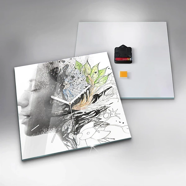 Wanduhr quadratisch mit motiv Abstraktes Frauengesicht