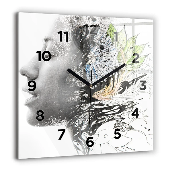 Wanduhr quadratisch mit motiv Abstraktes Frauengesicht