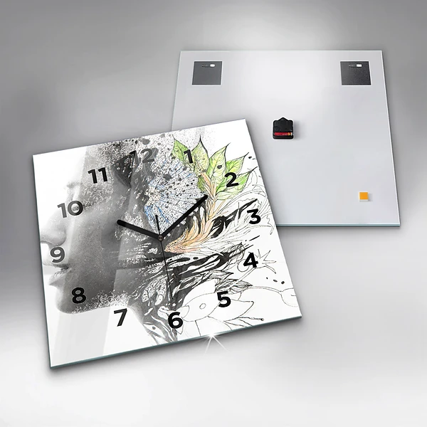 Wanduhr quadratisch mit motiv Abstraktes Frauengesicht