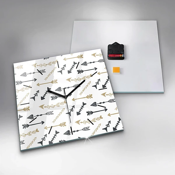 Wanduhr modern quadratisch Geometrisches Hipster-Muster