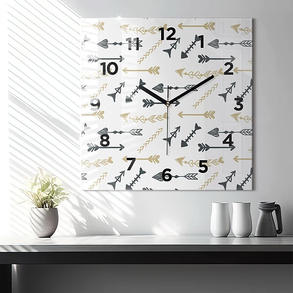 Wanduhr modern quadratisch Geometrisches Hipster-Muster