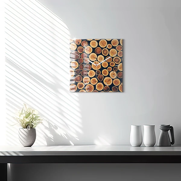 Wanduhr quadratisch mit motiv Holz