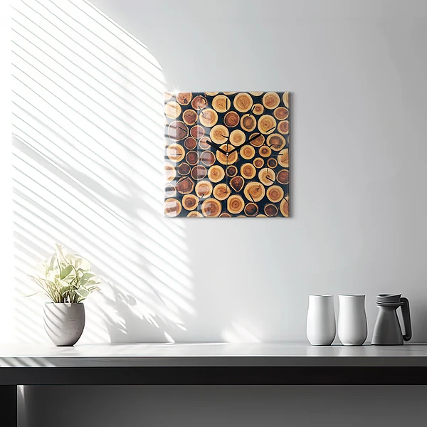 Wanduhr quadratisch mit motiv Holz