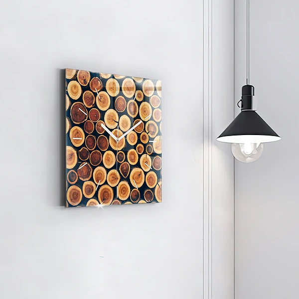 Wanduhr quadratisch mit motiv Holz