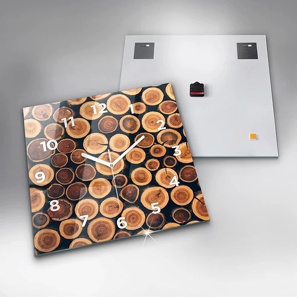 Wanduhr quadratisch mit motiv Holz