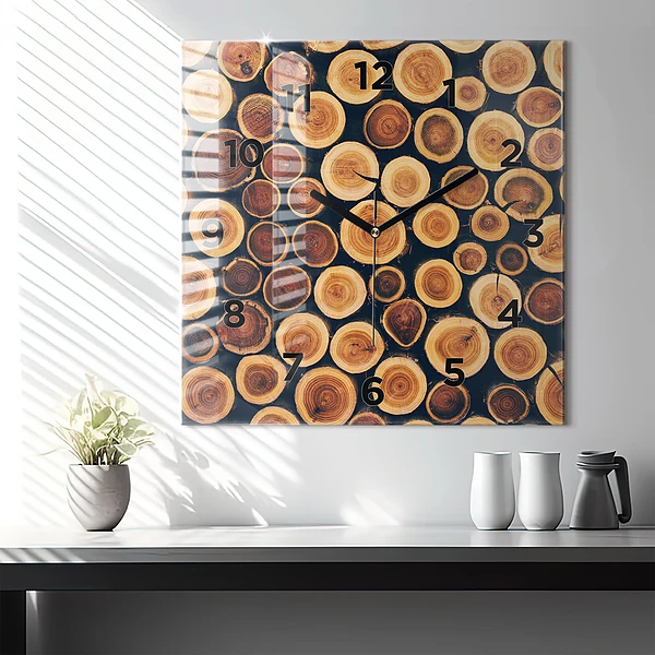 Wanduhr quadratisch mit motiv Holz