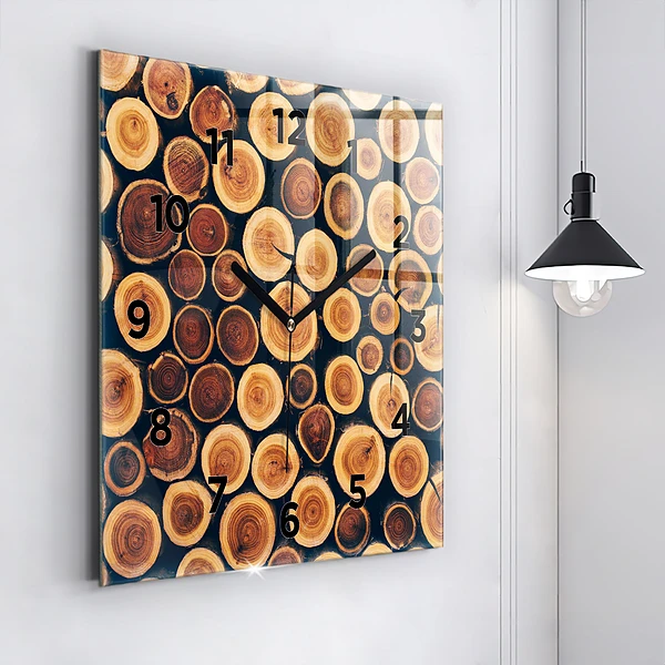 Wanduhr quadratisch mit motiv Holz