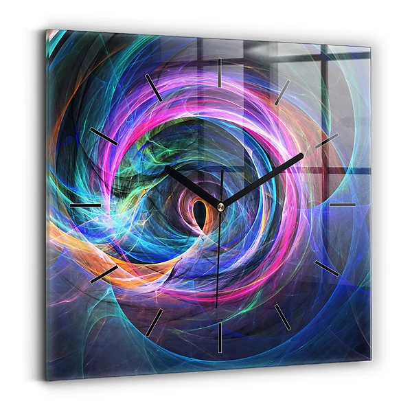 Wanduhr quadratisch Buntes Fraktal