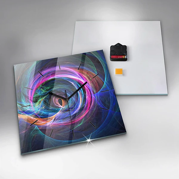 Wanduhr quadratisch Buntes Fraktal