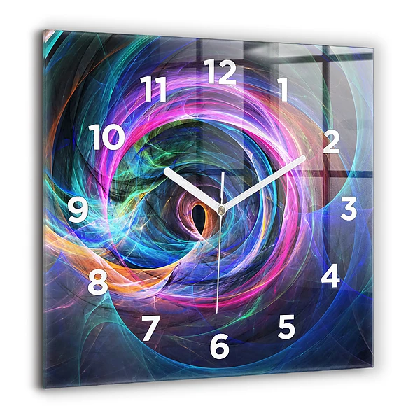 Wanduhr quadratisch Buntes Fraktal