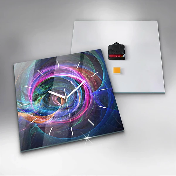 Wanduhr quadratisch Buntes Fraktal