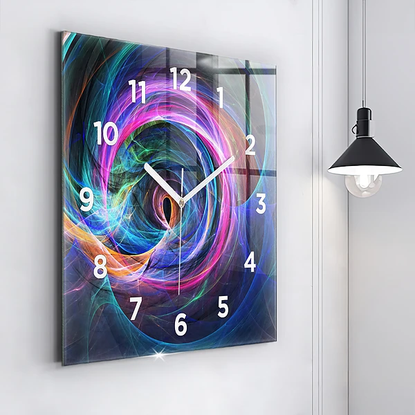 Wanduhr quadratisch Buntes Fraktal