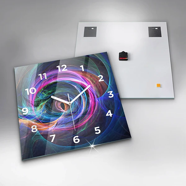 Wanduhr quadratisch Buntes Fraktal