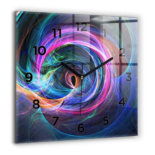Wanduhr quadratisch Buntes Fraktal