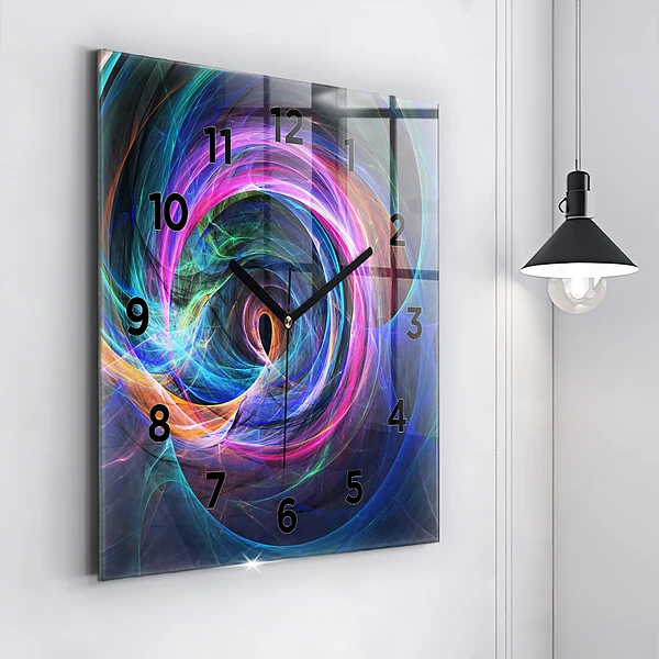 Wanduhr quadratisch Buntes Fraktal